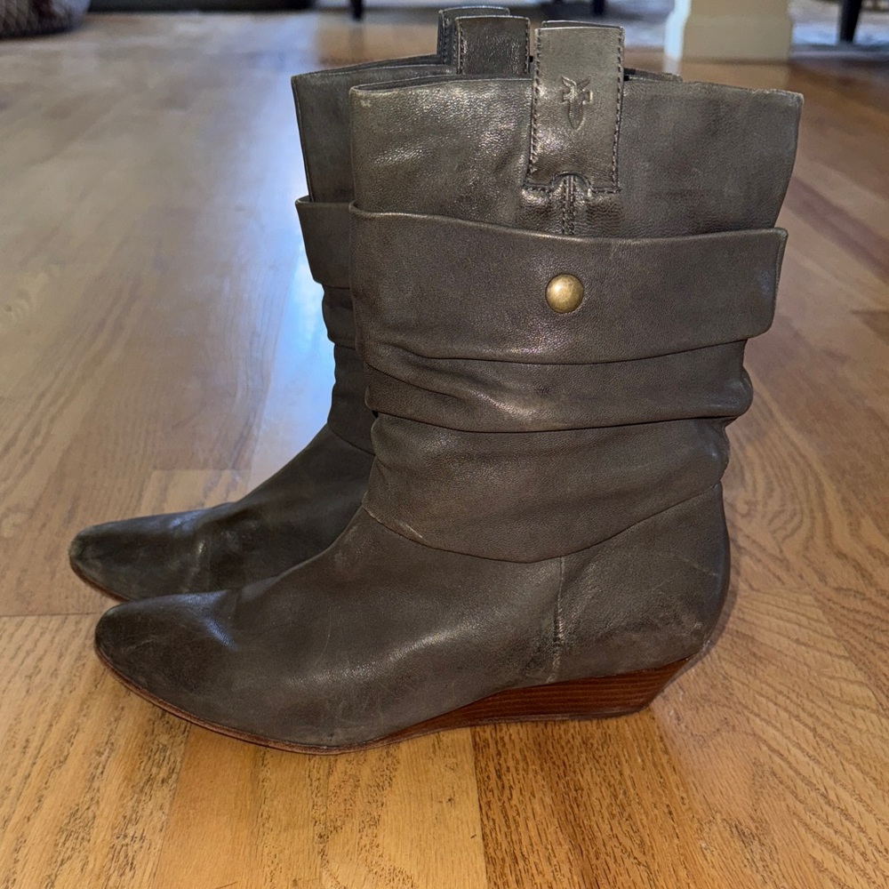 Vintage Frye ‘Sam Double Shaft’ Gray Leather Ankle Boots